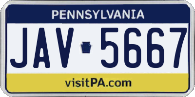 PA license plate JAV5667