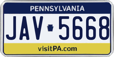 PA license plate JAV5668