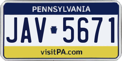 PA license plate JAV5671