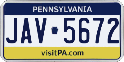 PA license plate JAV5672