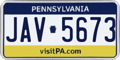 PA license plate JAV5673