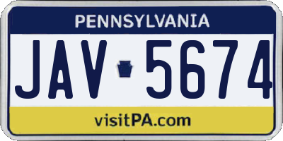 PA license plate JAV5674