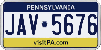 PA license plate JAV5676