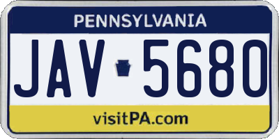 PA license plate JAV5680