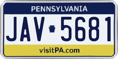 PA license plate JAV5681