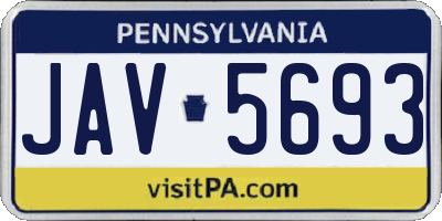 PA license plate JAV5693