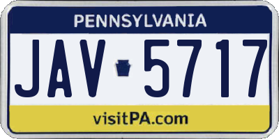PA license plate JAV5717