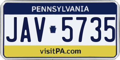 PA license plate JAV5735