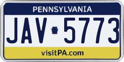 PA license plate JAV5773