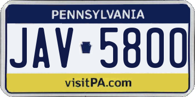 PA license plate JAV5800