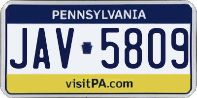 PA license plate JAV5809