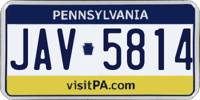 PA license plate JAV5814