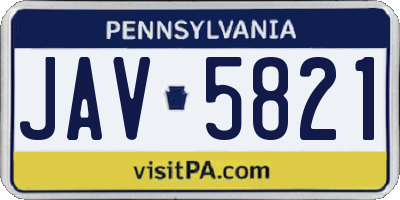PA license plate JAV5821