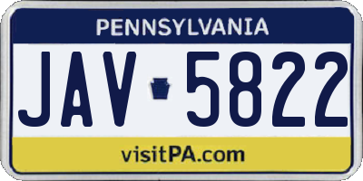 PA license plate JAV5822