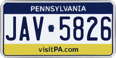 PA license plate JAV5826