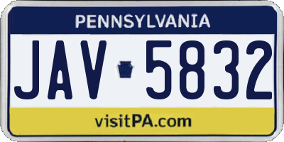 PA license plate JAV5832