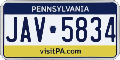 PA license plate JAV5834