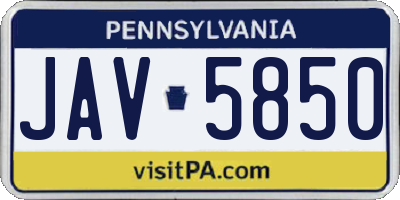 PA license plate JAV5850