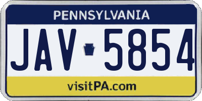 PA license plate JAV5854