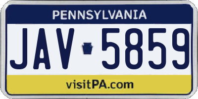 PA license plate JAV5859