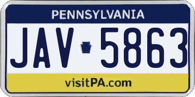 PA license plate JAV5863
