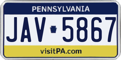 PA license plate JAV5867