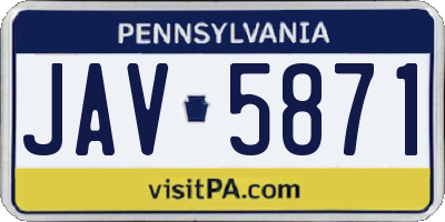 PA license plate JAV5871