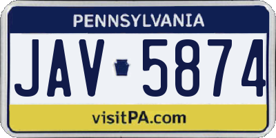 PA license plate JAV5874