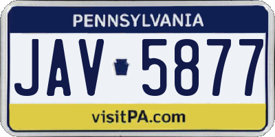 PA license plate JAV5877