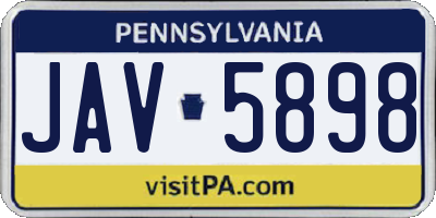 PA license plate JAV5898