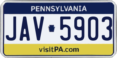 PA license plate JAV5903