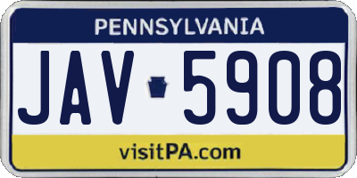 PA license plate JAV5908