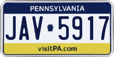 PA license plate JAV5917