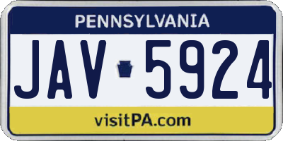 PA license plate JAV5924