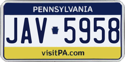 PA license plate JAV5958