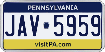 PA license plate JAV5959