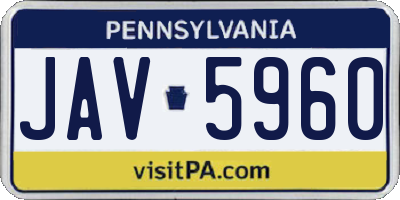 PA license plate JAV5960