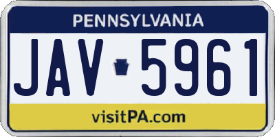 PA license plate JAV5961