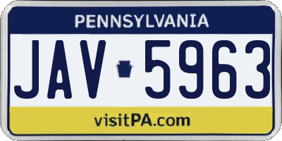 PA license plate JAV5963