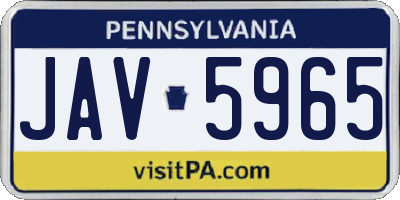 PA license plate JAV5965