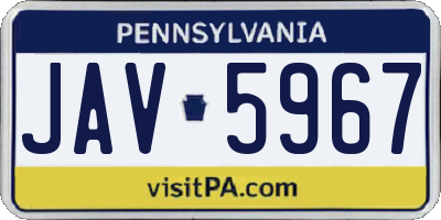 PA license plate JAV5967