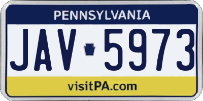 PA license plate JAV5973