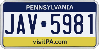 PA license plate JAV5981