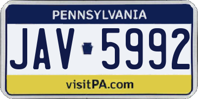 PA license plate JAV5992