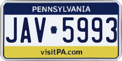 PA license plate JAV5993