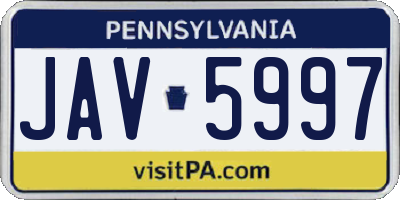 PA license plate JAV5997