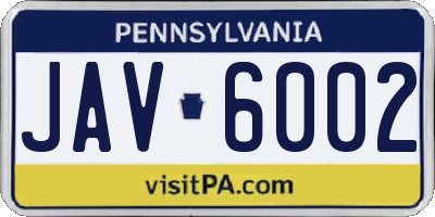 PA license plate JAV6002