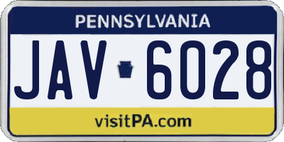 PA license plate JAV6028