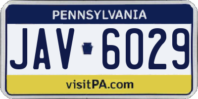 PA license plate JAV6029