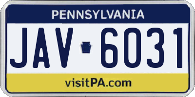 PA license plate JAV6031